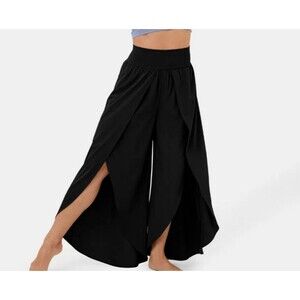 Halara Breezeful Black HighWaisted Split Leg Flowy Harem Pants Size XL